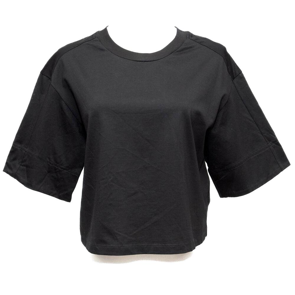 New 3.1 Phillip Lim Black Boxy Cropped Short Sleeve T-Shirt Size Small